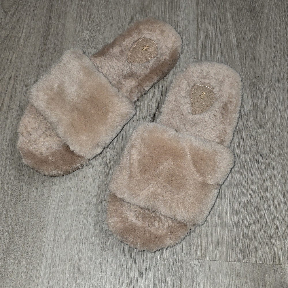 Emu Australia Plush Faux-Fur Slide Slippers in Light Taupe - Picture 2 of 5